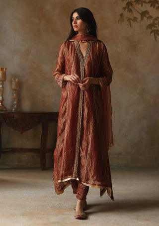 Begum Pret-Asma Orange Kurta Set-INDIASPOPUP.COM