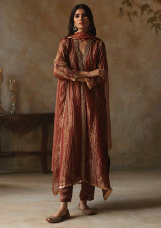 Begum Pret-Asma Orange Kurta Set-INDIASPOPUP.COM