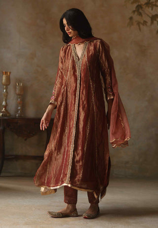 Begum Pret-Asma Orange Kurta Set-INDIASPOPUP.COM