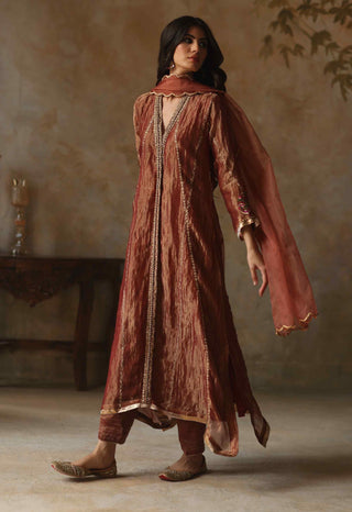 Begum Pret-Asma Orange Kurta Set-INDIASPOPUP.COM