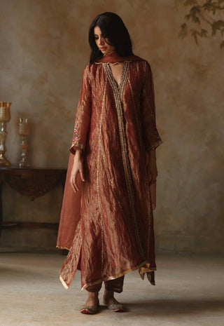 Begum Pret-Asma Orange Kurta Set-INDIASPOPUP.COM
