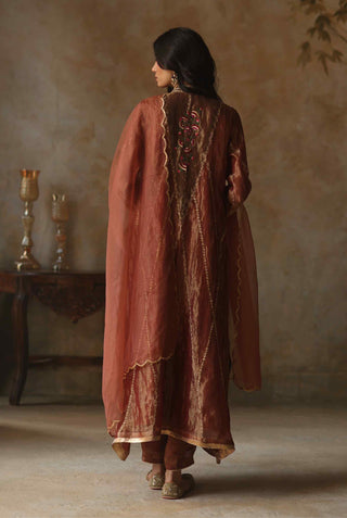 Begum Pret-Asma Orange Kurta Set-INDIASPOPUP.COM