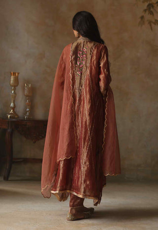 Begum Pret-Asma Orange Kurta Set-INDIASPOPUP.COM