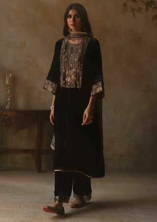 Begum Pret-Faiz Blue Kurta Set-INDIASPOPUP.COM