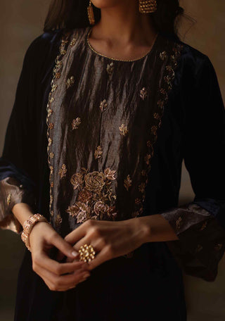 Begum Pret-Faiz Blue Kurta Set-INDIASPOPUP.COM