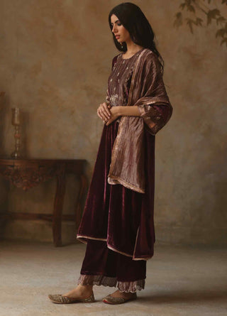 Begum Pret-Faiz Garnet Kurta Set-INDIASPOPUP.COM