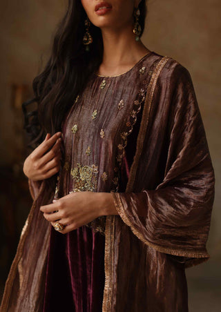 Begum Pret-Faiz Garnet Kurta Set-INDIASPOPUP.COM
