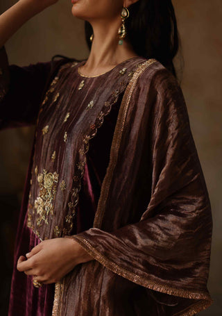 Begum Pret-Faiz Garnet Kurta Set-INDIASPOPUP.COM