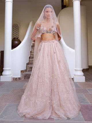 Blush Beaded Embroidered Skirt Set by The Little Black Bow available on Indiaspopup