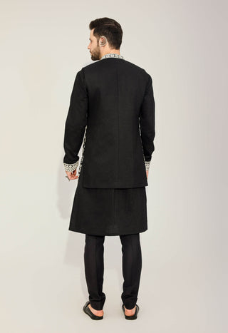 Black kurta bundi jacket set