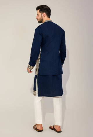 Navy kurta bundi jacket set