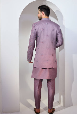 Gray blue indowestern jacket and kurta set