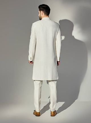 Off-white thread work achkan and pants