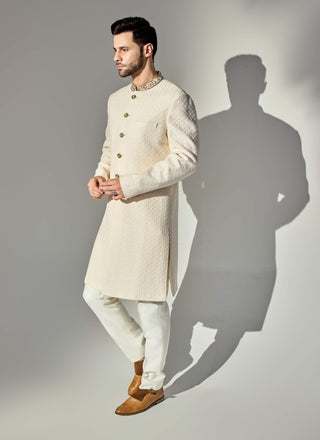 Light pink dabbi achkan and pants