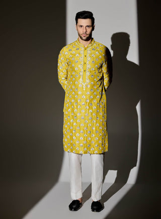 Yellow mirror kurta and pants