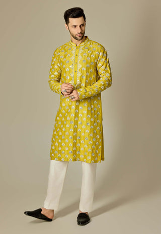 Yellow mirror kurta and pants
