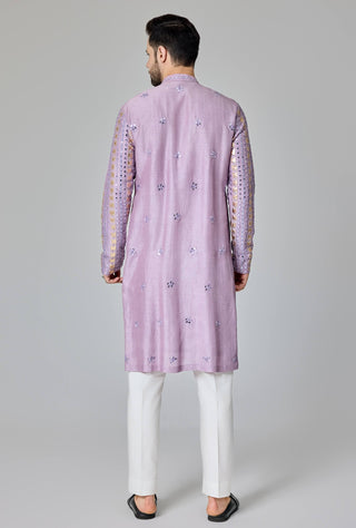 Lilac leather patch mirror kurta and pants