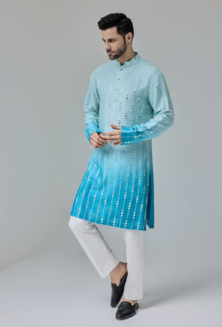 Blue white ombre kurta and pants