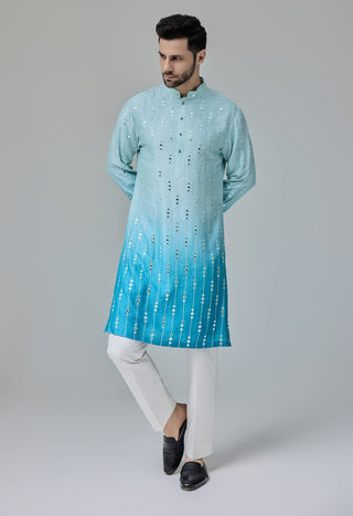 Blue white ombre kurta and pants