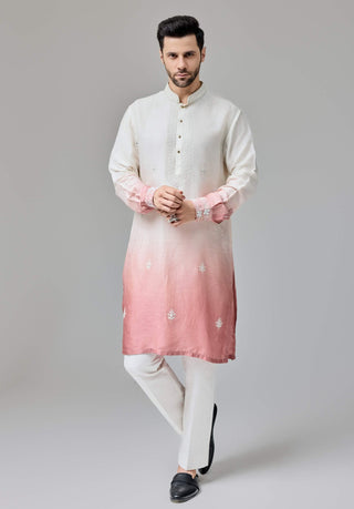 Rust white ombre kurta and pants