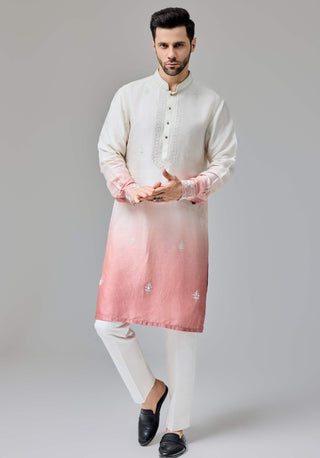 Rust white ombre kurta and pants