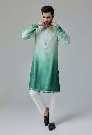 Green white ombre kurta and pants
