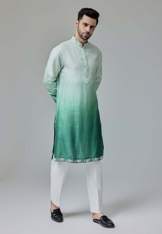 Green white ombre kurta and pants