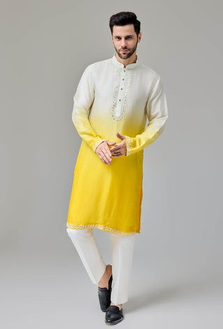 Yellow white ombre kurta and pants