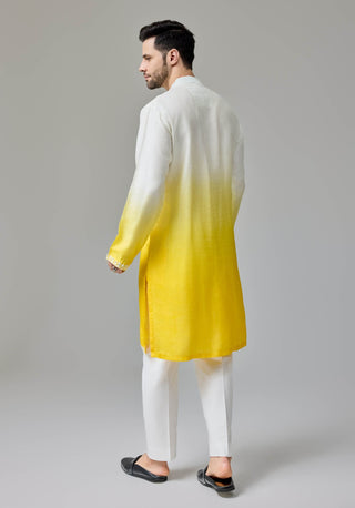 Yellow white ombre kurta and pants