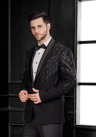 Black katdana embriodry tuxedo and pants