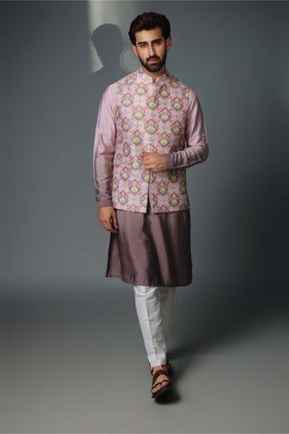 Chatenya Mittal-Light Grey Ombre Kurta And Pant-INDIASPOPUP.COM