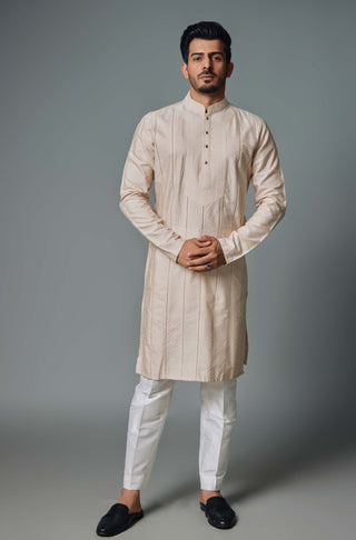 Chatenya Mittal-Light Cream Kurta And Pant-INDIASPOPUP.COM