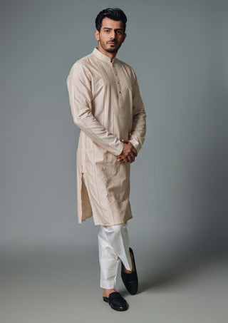 Chatenya Mittal-Light Cream Kurta And Pant-INDIASPOPUP.COM