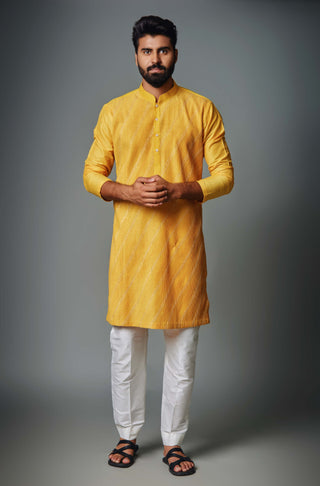 Chatenya Mittal-Yellow Pintux Kurta And Pant-INDIASPOPUP.COM