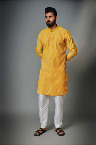 Chatenya Mittal-Yellow Pintux Kurta And Pant-INDIASPOPUP.COM