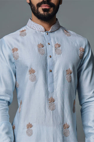Chatenya Mittal-Light Blue Kurta And Pant-INDIASPOPUP.COM