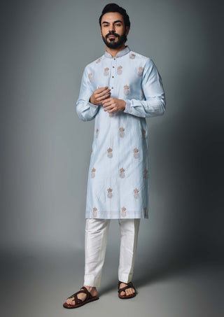 Chatenya Mittal-Light Blue Kurta And Pant-INDIASPOPUP.COM