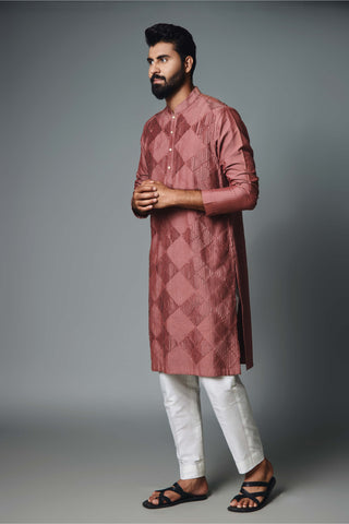 Chatenya Mittal-Maroon Pintux Kurta And Pant-INDIASPOPUP.COM