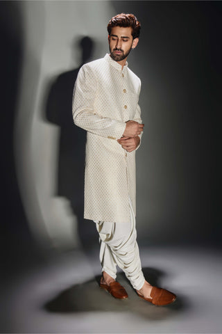 Chatenya Mittal-Light Cream Burfi Achkan And Salwar-INDIASPOPUP.COM