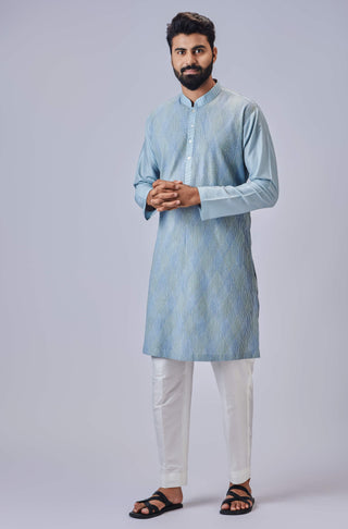 Chatenya Mittal-Light Blue Kurta And Pant-INDIASPOPUP.COM