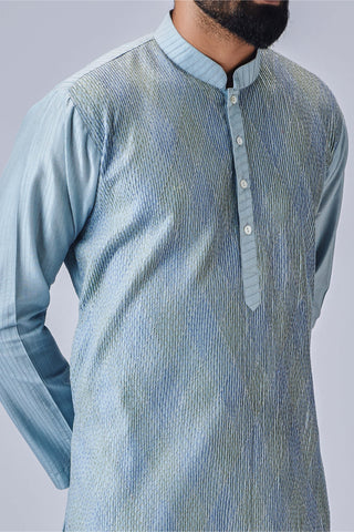 Chatenya Mittal-Light Blue Kurta And Pant-INDIASPOPUP.COM