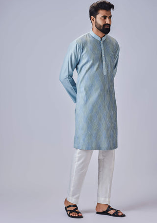 Chatenya Mittal-Light Blue Kurta And Pant-INDIASPOPUP.COM