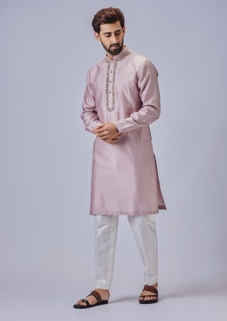 Chatenya Mittal-Mauve Silk Kurta And Pant-INDIASPOPUP.COM