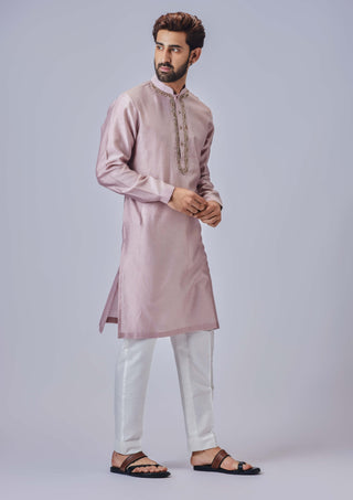Chatenya Mittal-Mauve Silk Kurta And Pant-INDIASPOPUP.COM