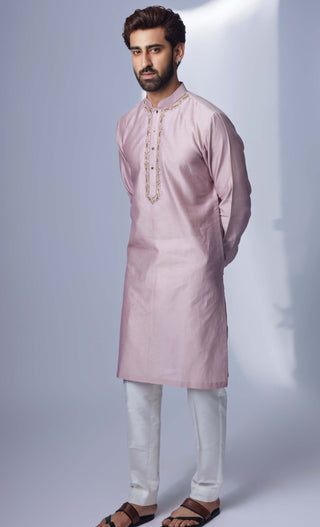 Chatenya Mittal-Mauve Silk Kurta And Pant-INDIASPOPUP.COM