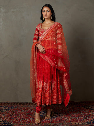 Ri.Ritu Kumar-Red Embroidered Kurta Set-INDIASPOPUP.COM