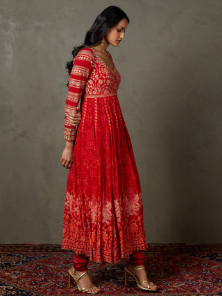 Ri.Ritu Kumar-Red Embroidered Kurta Set-INDIASPOPUP.COM