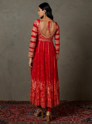 Ri.Ritu Kumar-Red Embroidered Kurta Set-INDIASPOPUP.COM
