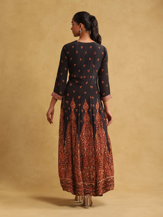 Ritu Kumar-Black Printed Crepe Kurta Set-INDIASPOPUP.COM