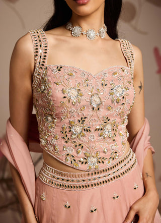 Dusty pink corset and embellished lehenga set